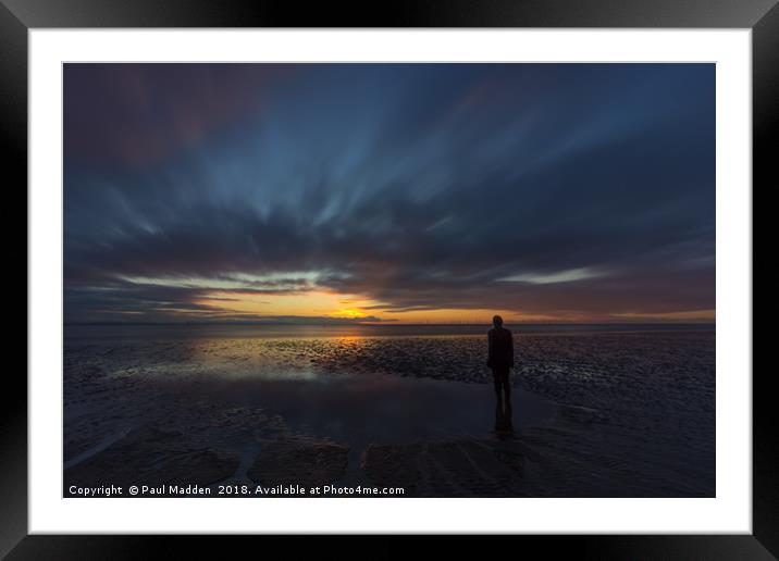 Iron Man Sunset From Crosby Beach Framed Mounted Print by Paul Madden