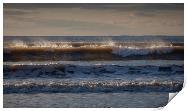 Surf at Rhossili Bay Print by Leighton Collins