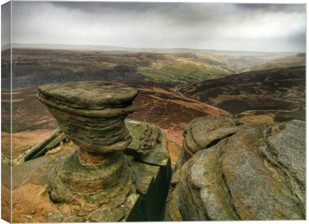Rock Formations at Fairbrook Naze, Derbyshire. Canvas Print by Scott Simpson
