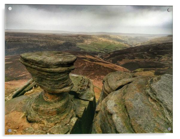 Rock Formations at Fairbrook Naze, Derbyshire. Acrylic by Scott Simpson