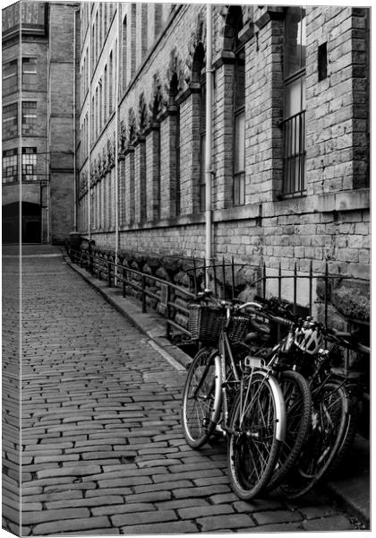 A black and white image of Salts Mill, Saltaire Canvas Print by Ros Crosland