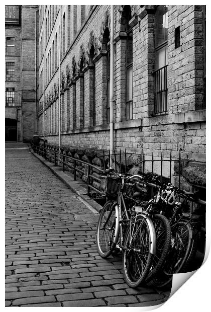 A black and white image of Salts Mill, Saltaire Print by Ros Crosland