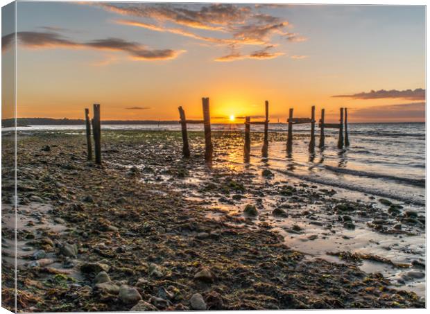 Derelict Jetty sunset Canvas Print by Alf Damp