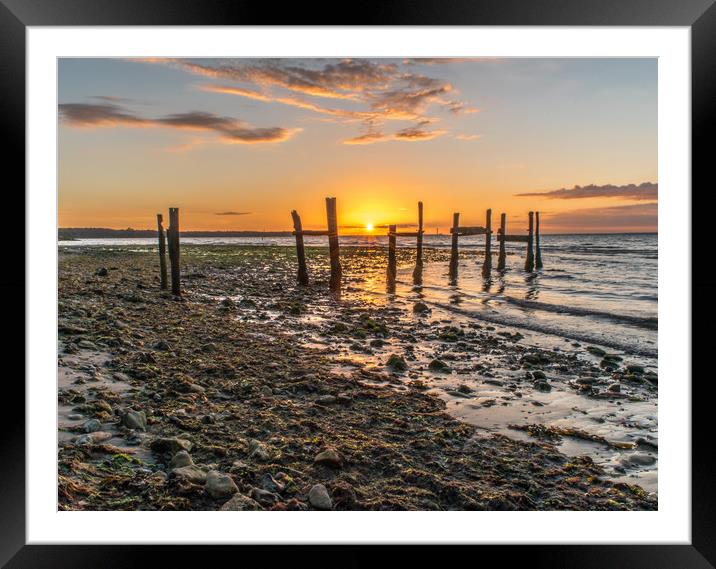 Derelict Jetty sunset Framed Mounted Print by Alf Damp