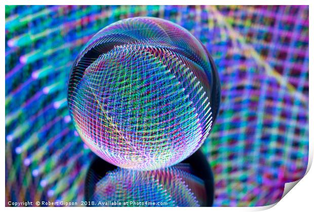 Abstract art Magic lights in the glass ball Print by Robert Gipson