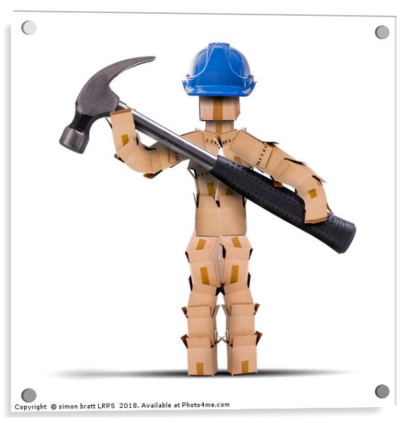 Boxman worker holding a hammer Acrylic by Simon Bratt LRPS