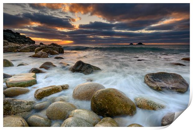 Return of the tide Porth Nanven Print by Michael Brookes