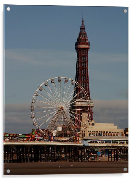 Blackpool Tower and Big Wheel Acrylic by Peter Elliott 
