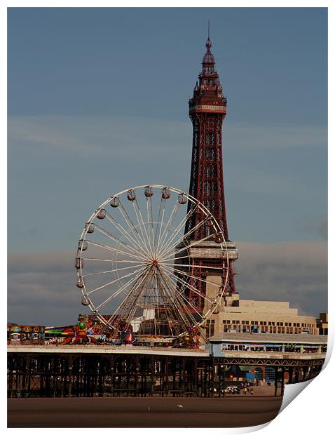 Blackpool Tower and Big Wheel Print by Peter Elliott 