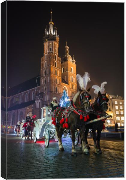 Krakow Carriage Rides Canvas Print by Daniel Farrington