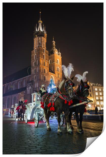 Krakow Carriage Rides Print by Daniel Farrington