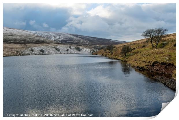 The Grwyne Fawr Reservoir in the Brecon Beacons  Print by Nick Jenkins