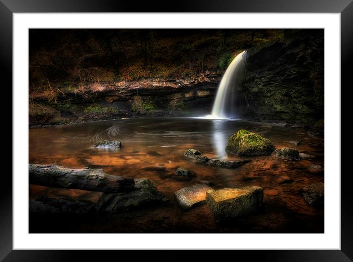 Sgwd Gwladus waterfall at Pontneddfechan Framed Mounted Print by Leighton Collins