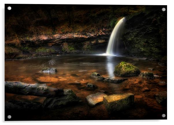 Sgwd Gwladus waterfall at Pontneddfechan Acrylic by Leighton Collins