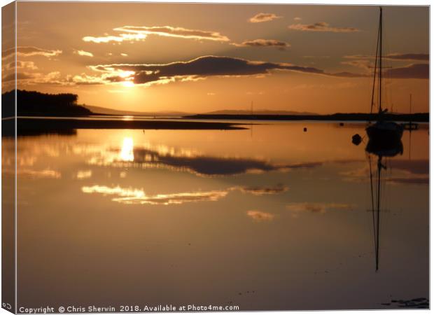 Findhorn Reflections Findhorn bay  Canvas Print by Chris Sherwin