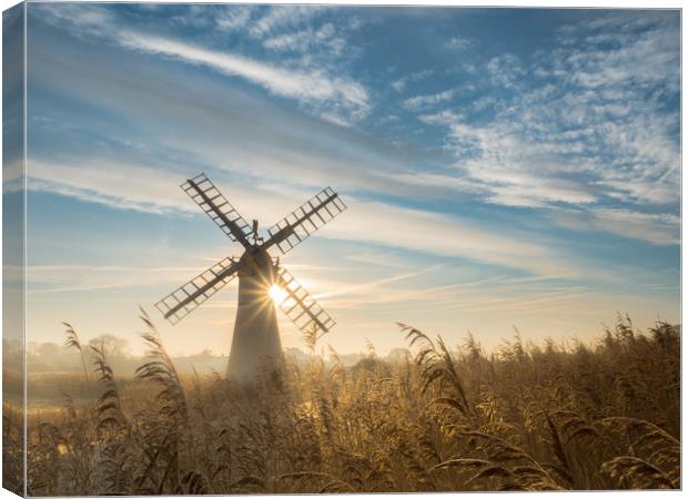 Thurne Mill Sunrise Canvas Print by Rick Bowden