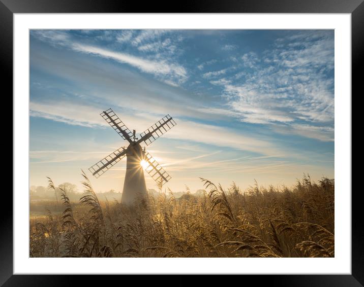 Thurne Mill Sunrise Framed Mounted Print by Rick Bowden