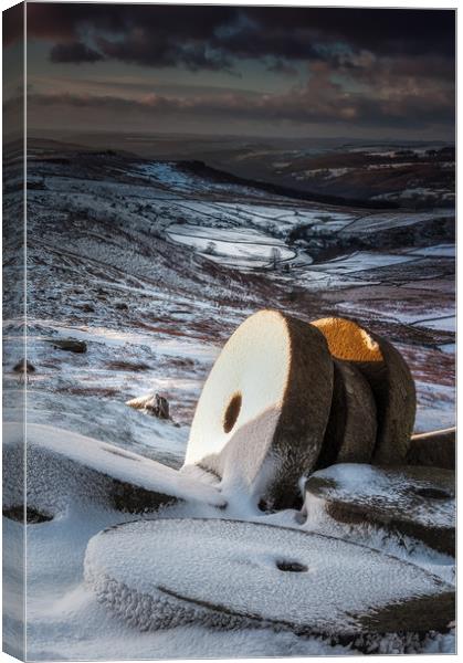 Stanage Millstones Canvas Print by Paul Andrews