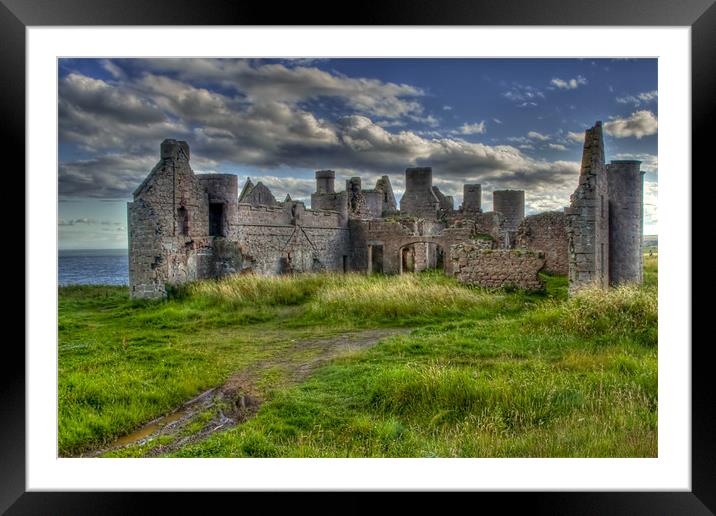 Slains Castle at Cruden Bay, Aberdeenshire Framed Mounted Print by Gabor Pozsgai