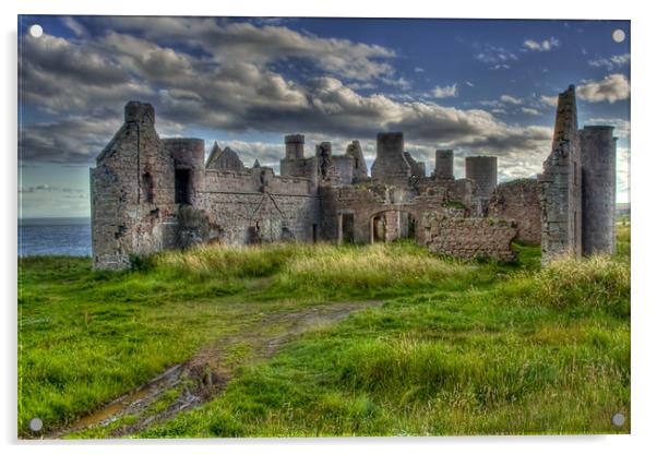 Slains Castle at Cruden Bay, Aberdeenshire Acrylic by Gabor Pozsgai