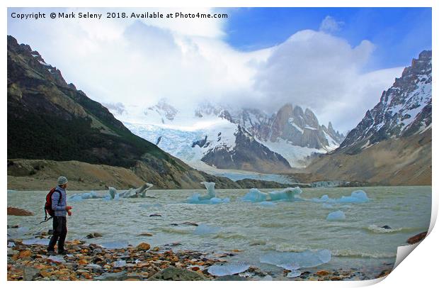Icebergs at the lake in Fitz Roy Massive Print by Mark Seleny