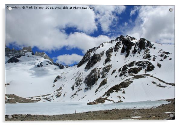 Frozen Lake in Fitz Roy Massive, Los Glaciares NP, Acrylic by Mark Seleny