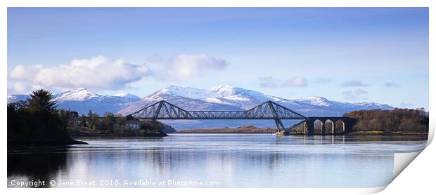 The Connel Bridge and the Hills of Mull Print by Jane Braat