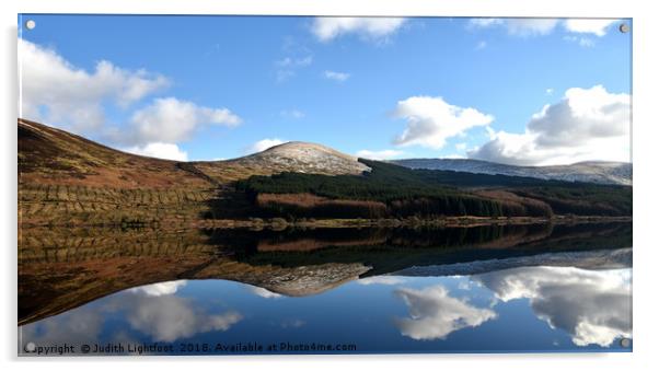 Reflections on Loch Doon Scotland Acrylic by Judith Lightfoot