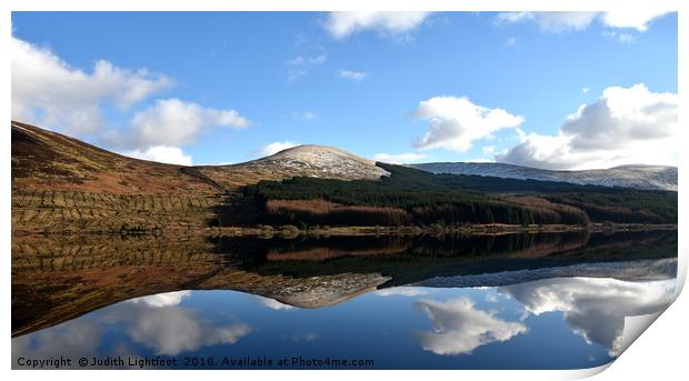 Reflections on Loch Doon Scotland Print by Judith Lightfoot