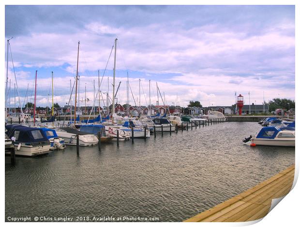 Kivik Harbour, Skåne, Sweden - Late in the day. Print by Chris Langley