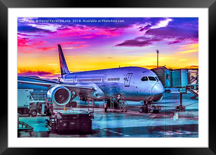 Plane Parked at Barajas Airport, Madrid, Spain Framed Mounted Print by Daniel Ferreira-Leite