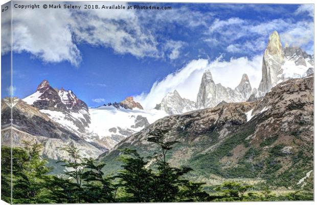 Hiking to Fits Roy Towers Canvas Print by Mark Seleny