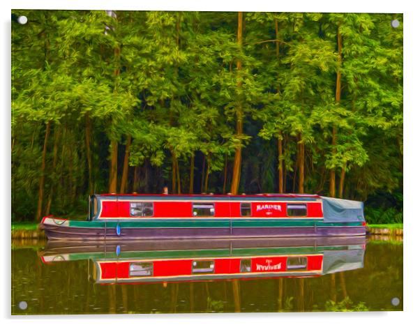 Pyrford Canal Boat Acrylic by Clive Eariss
