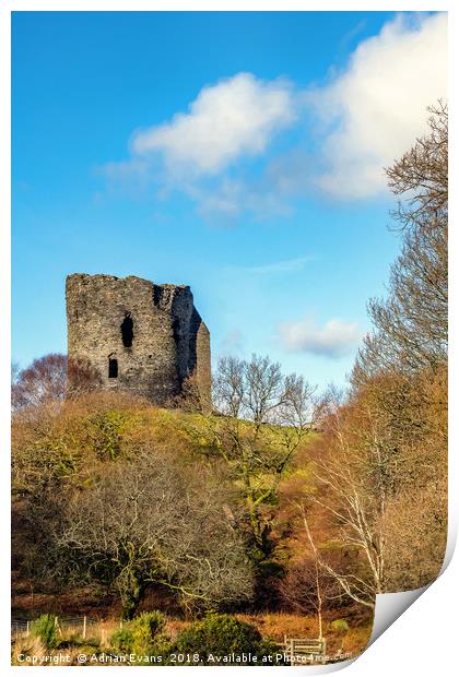 Dolbadarn Castle Wales Print by Adrian Evans