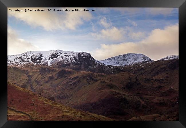 Dove Crag and Hart Crag Framed Print by Jamie Green