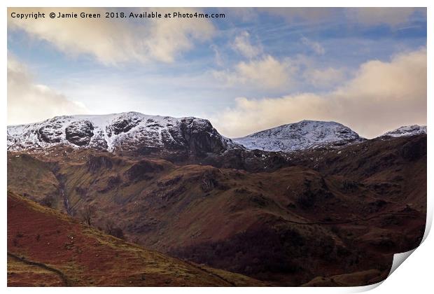 Dove Crag and Hart Crag Print by Jamie Green