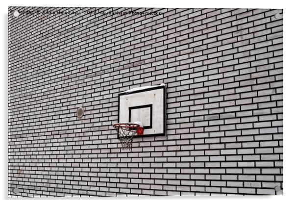 Basketball Hoop On A Brick Wall Acrylic by Jukka Heinovirta