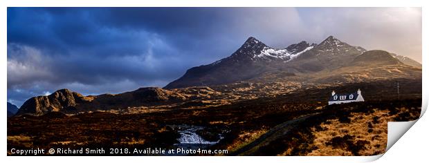 Lone Cuillin cottage and the Black Cuillin Hills  Print by Richard Smith
