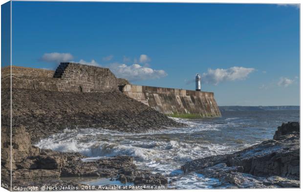 The Harbour Wall Porthcawl South Wales Coast  Canvas Print by Nick Jenkins