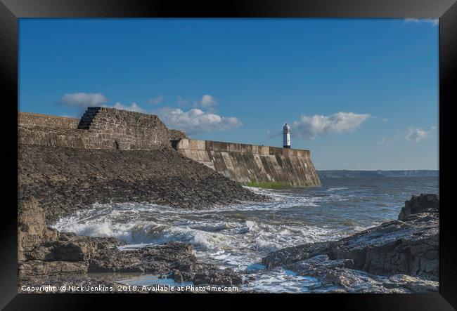 The Harbour Wall Porthcawl South Wales Coast  Framed Print by Nick Jenkins