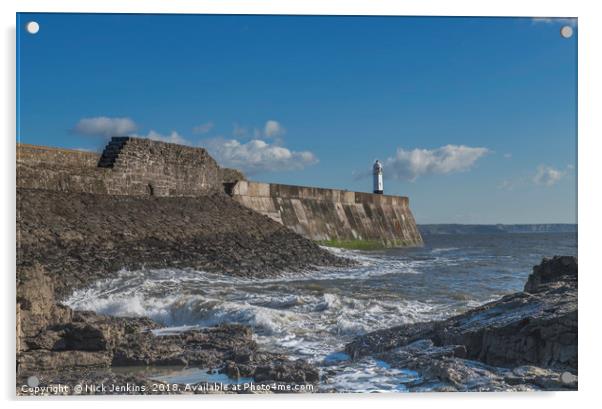 The Harbour Wall Porthcawl South Wales Coast  Acrylic by Nick Jenkins