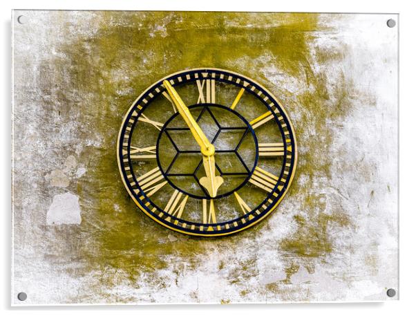 Time and Decay.-  The Clock St James Church, Manor Acrylic by Colin Allen