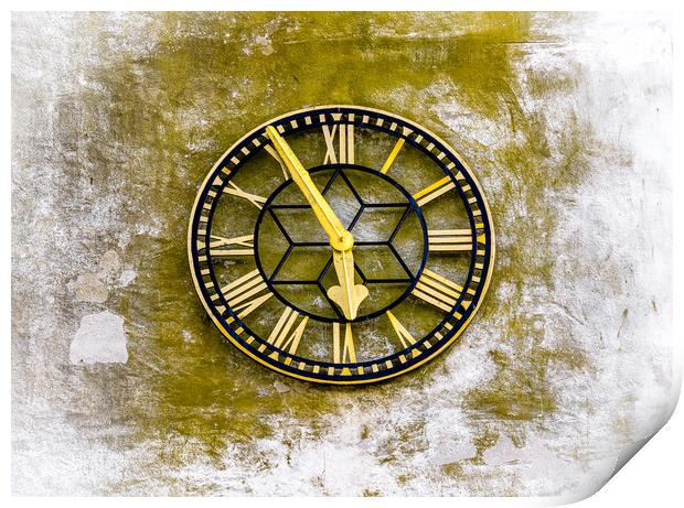 Time and Decay.-  The Clock St James Church, Manor Print by Colin Allen