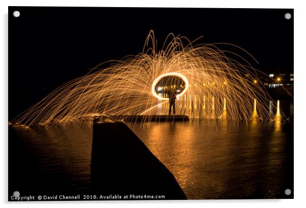 Wire Wool Spinning   Acrylic by David Chennell