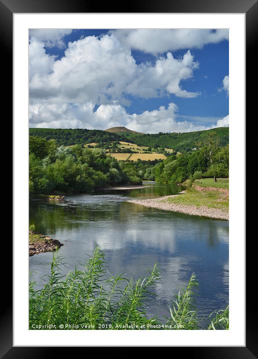 Abergavenny's Sugar Loaf: Summertime By The Usk Framed Mounted Print by Philip Veale