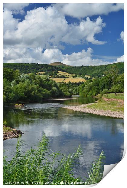 Abergavenny's Sugar Loaf: Summertime By The Usk Print by Philip Veale