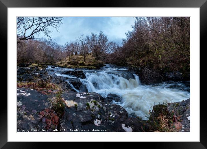 Waterfall below the joining of two rivers. Framed Mounted Print by Richard Smith
