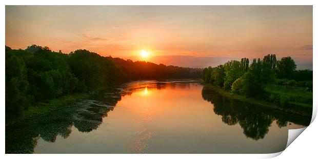 The Garonne River at Sunrise. Print by Irene Burdell