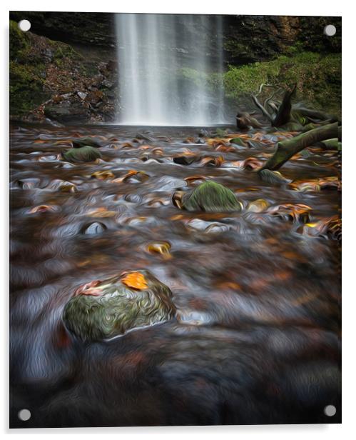 Henrhyd Falls Sgwd Henrhyd South Wales Acrylic by Leighton Collins