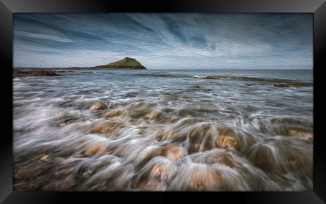 Worms Head on the Gower peninsula Framed Print by Leighton Collins